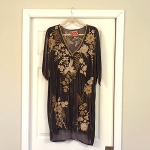 Johnny Was Velvet Dress With Embroidery Size S